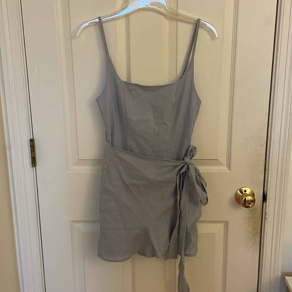 Polly Pale blue dress with tie front